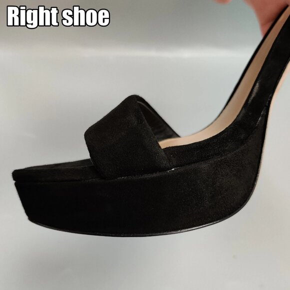 $395 VERONICA BEARD Darcelle Ankle Strap Stiletto Sandals Heels Black Suede 9 - Picture 11 of 16